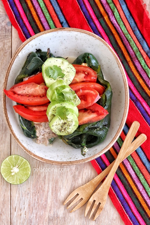 Chiles rellenos de atún fríos receta fácil y económica