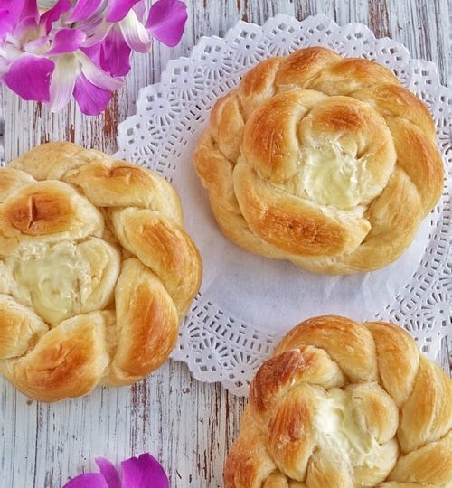 hilos o trenzas con crema pastelera