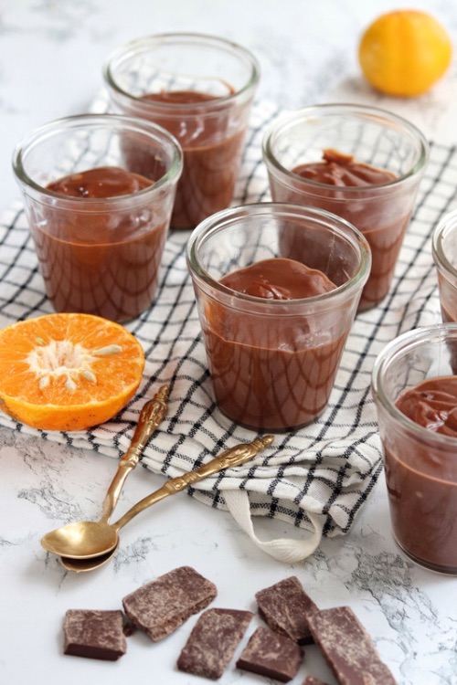 Pots de crème de chocolate con mandarina